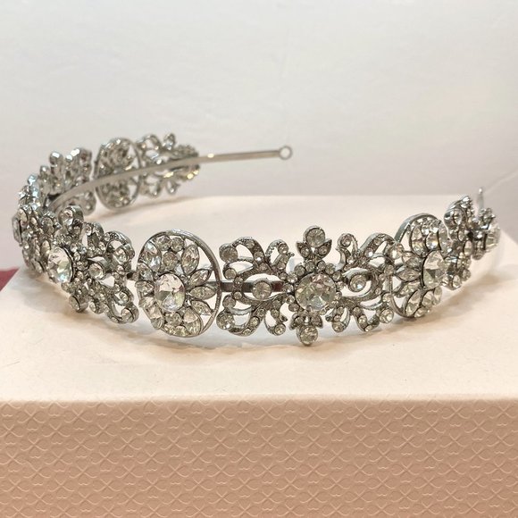 NWT Stunning Opulent Crystal Silver Headband Bride Formal Quinceanera Party Prom main image 2